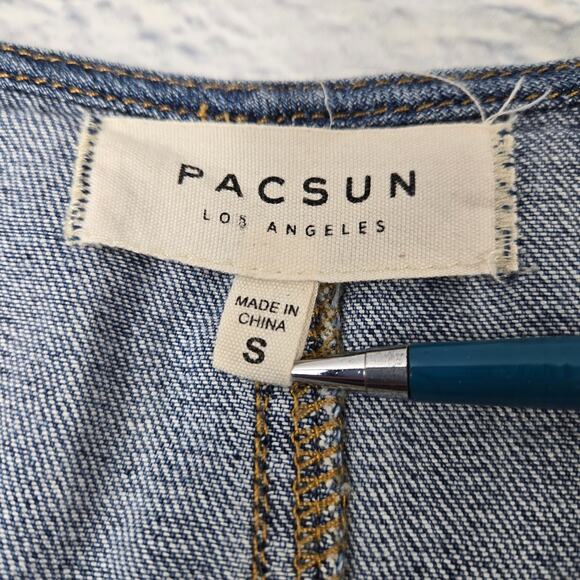 Pacsun Denim Cutout Dress Button Front Raw Hem size Small - Picture 8 of 16